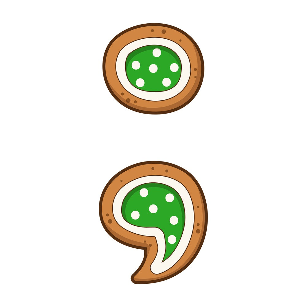 Cartoon christmas semicolon. PNG - JPG and vector EPS file formats (infinitely scalable). Image isolated on transparent background.