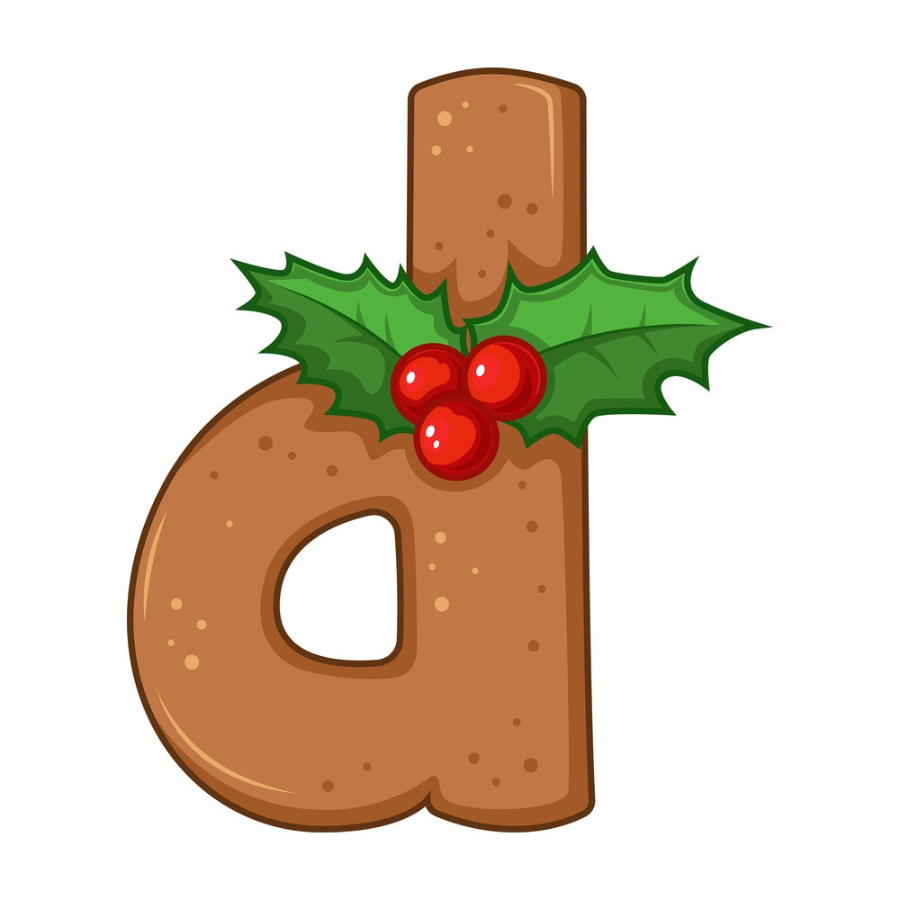 Cartoon christmas lowercase letter d. PNG - JPG and vector EPS file formats (infinitely scalable). Image isolated on transparent background.
