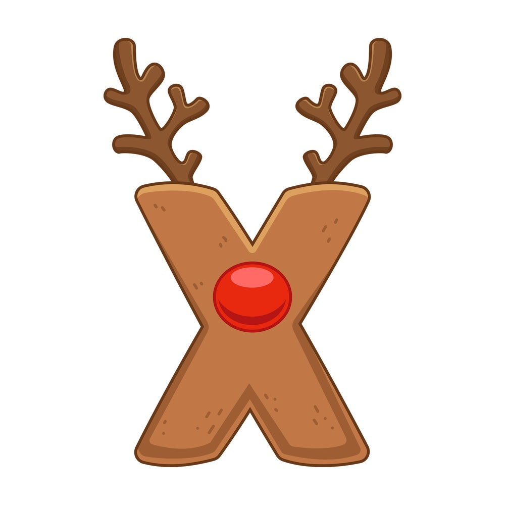 Cartoon christmas lowercase letter x. PNG - JPG and vector EPS file formats (infinitely scalable). Image isolated on transparent background.