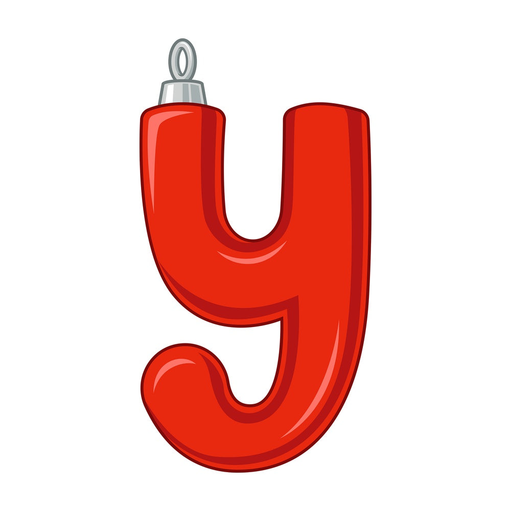 Cartoon christmas lowercase letter y. PNG - JPG and vector EPS file formats (infinitely scalable). Image isolated on transparent background.