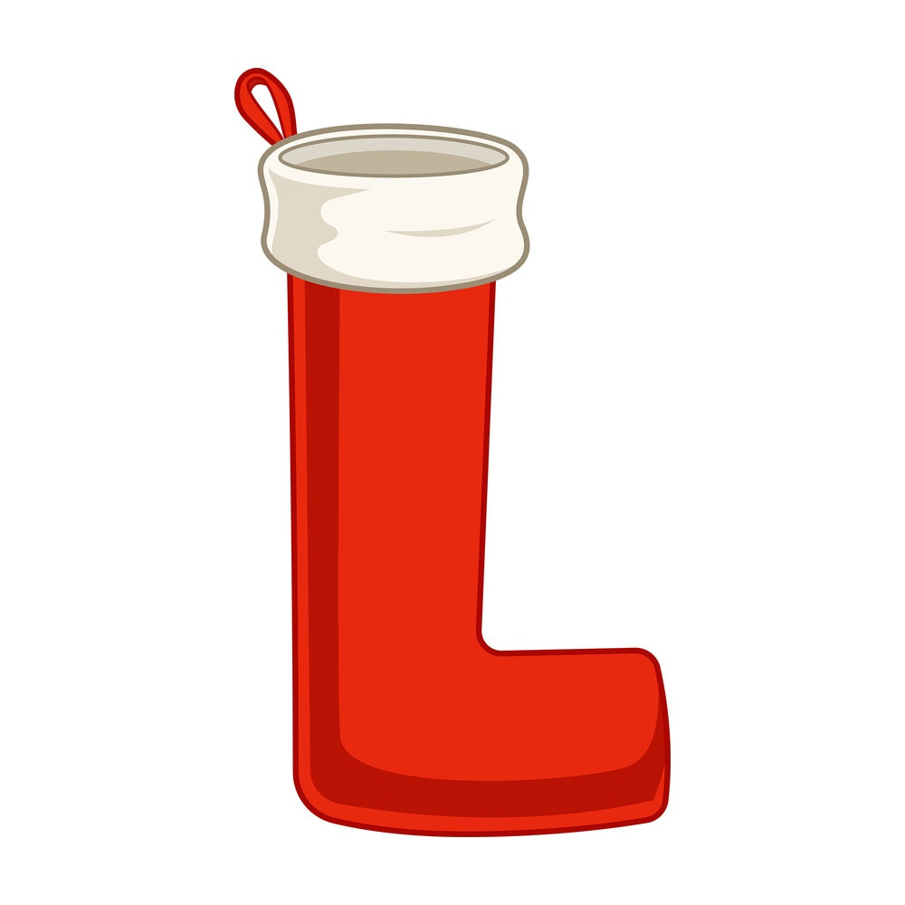 Cartoon christmas capital letter l. PNG - JPG and vector EPS file formats (infinitely scalable). Image isolated on transparent background.