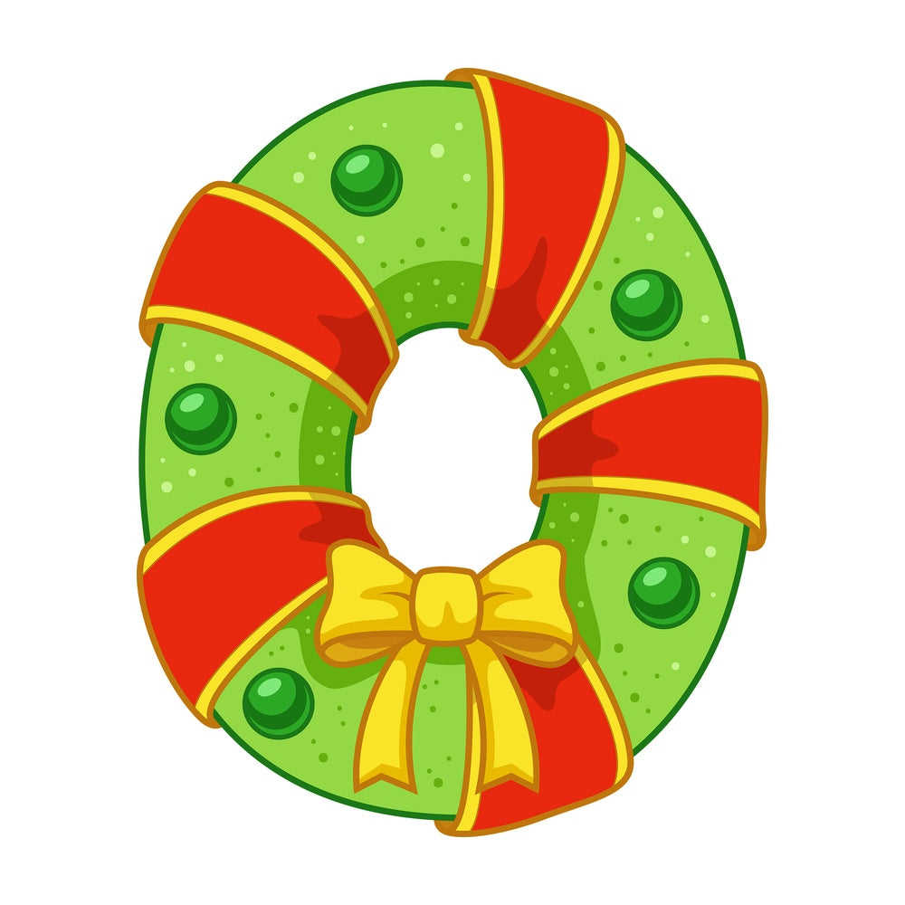 Cartoon christmas capital letter o. PNG - JPG and vector EPS file formats (infinitely scalable). Image isolated on transparent background.