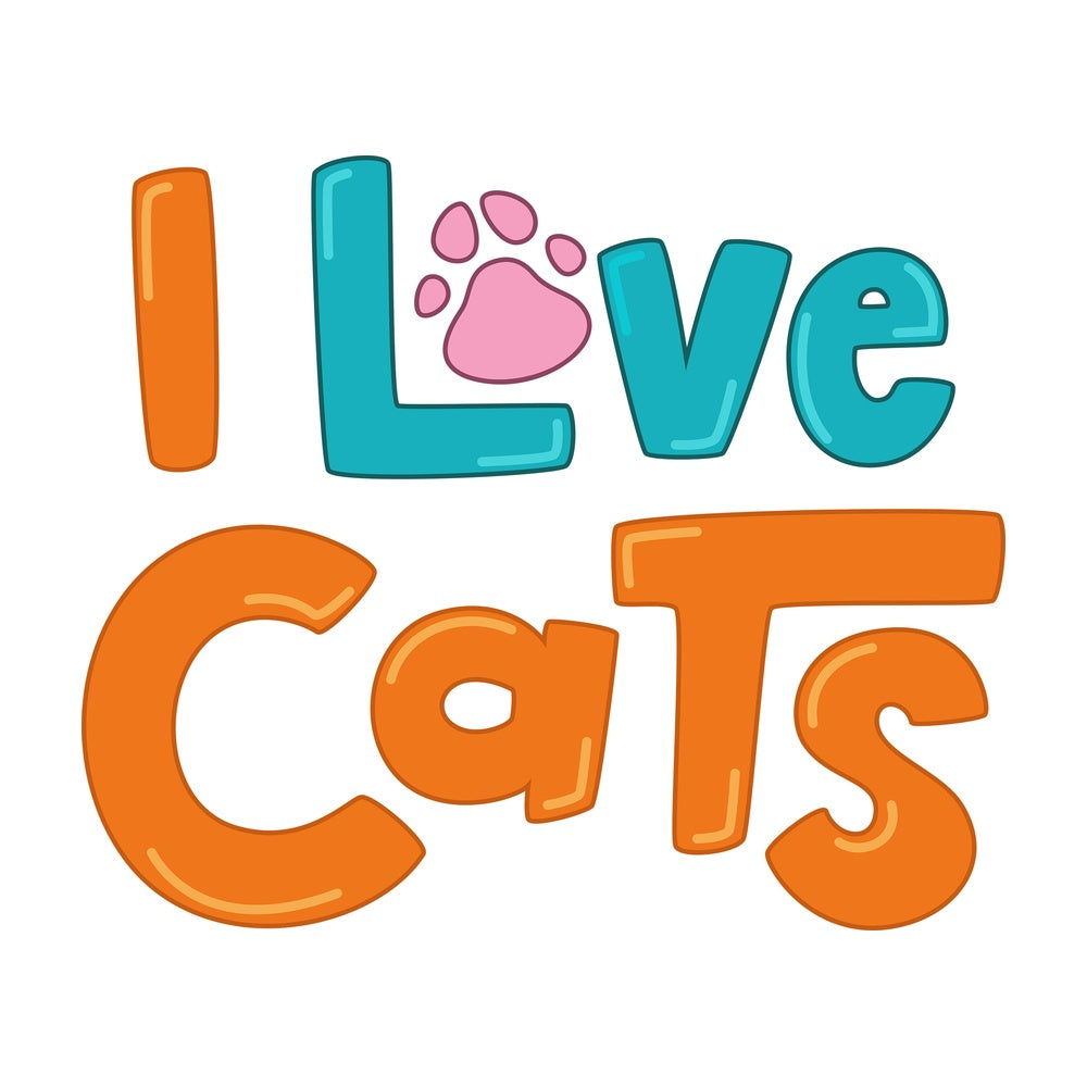 I love cats sign. PNG - JPG and vector EPS file formats (infinitely scalable). Image isolated on transparent background.