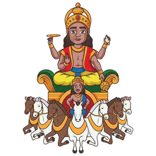 Royalty-free stock vector illustration of a hindu deity surya.