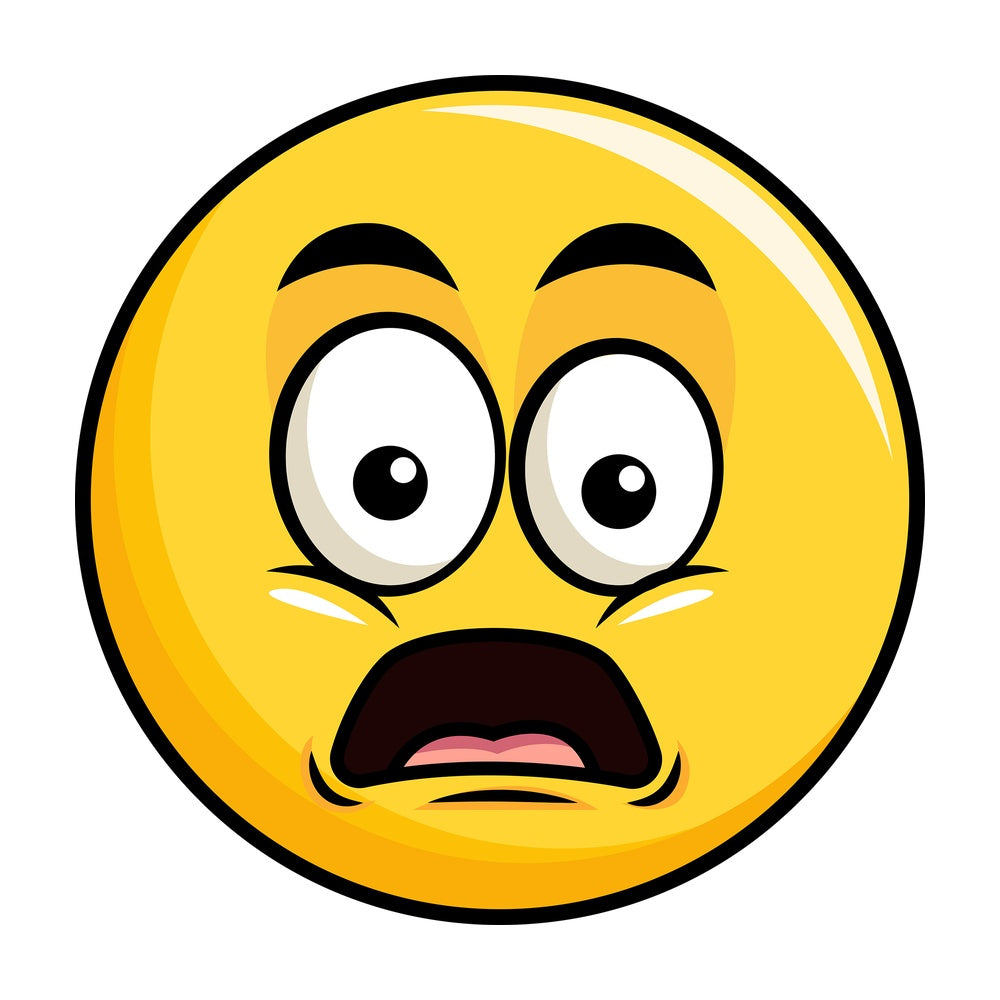Shocked yellow smiley emoticon. PNG - JPG and vector EPS file formats (infinitely scalable). Image isolated on transparent background.