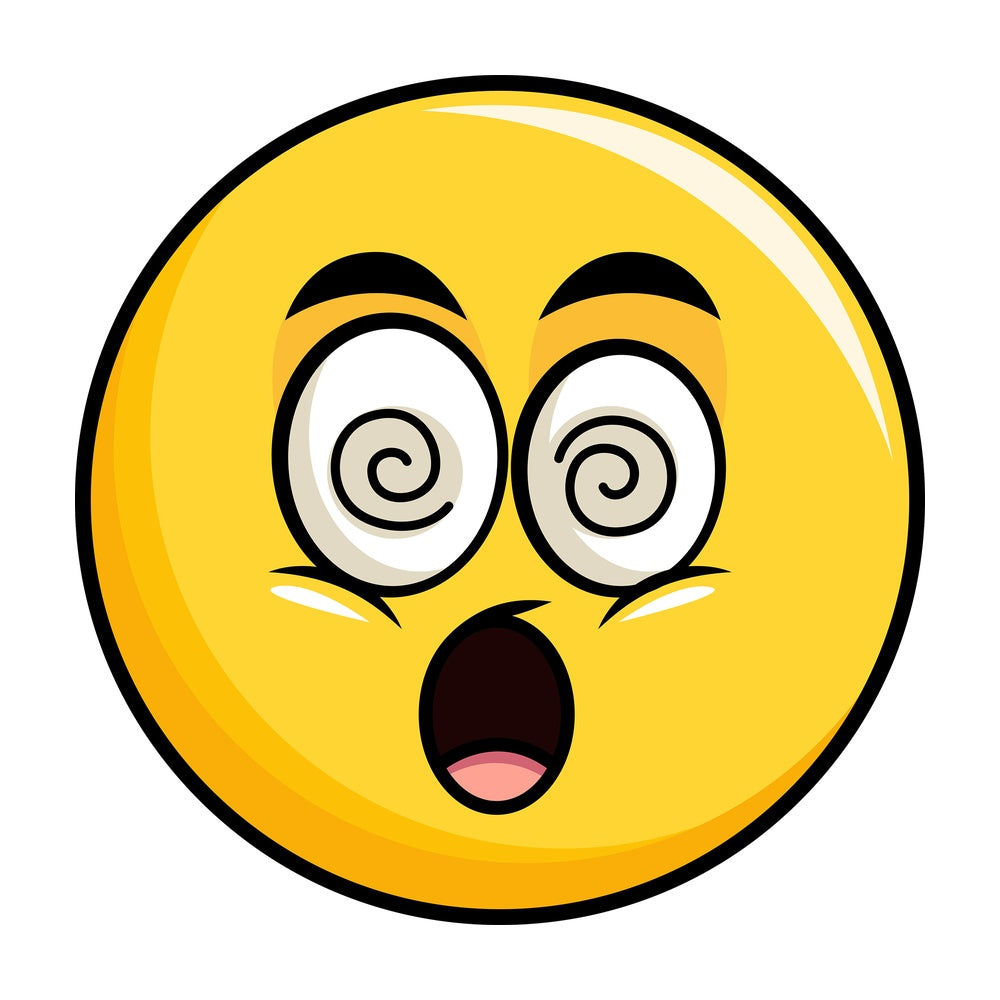Stunned yellow smiley emoticon. PNG - JPG and vector EPS file formats (infinitely scalable). Image isolated on transparent background.