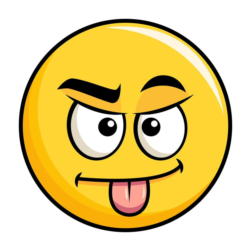 Sarcastic yellow smiley emoticon. PNG - JPG and vector EPS file formats (infinitely scalable). Image isolated on transparent background.