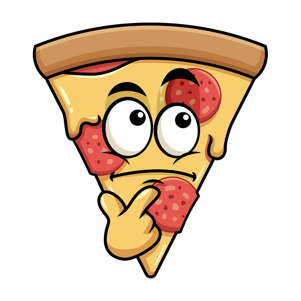 Wondering pizza emoticon. PNG - JPG and vector EPS file formats (infinitely scalable). Image isolated on transparent background.