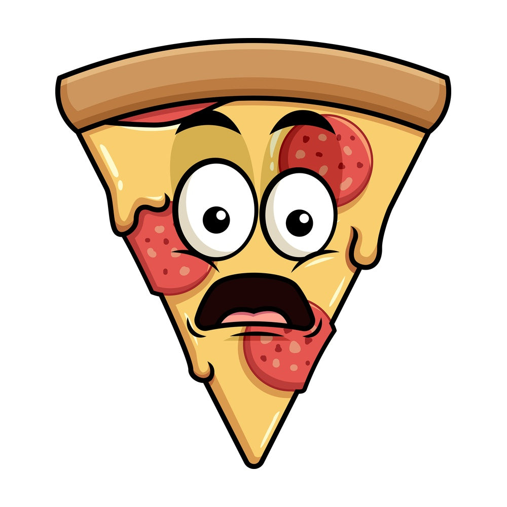 Shocked pizza emoticon. PNG - JPG and vector EPS file formats (infinitely scalable). Image isolated on transparent background.