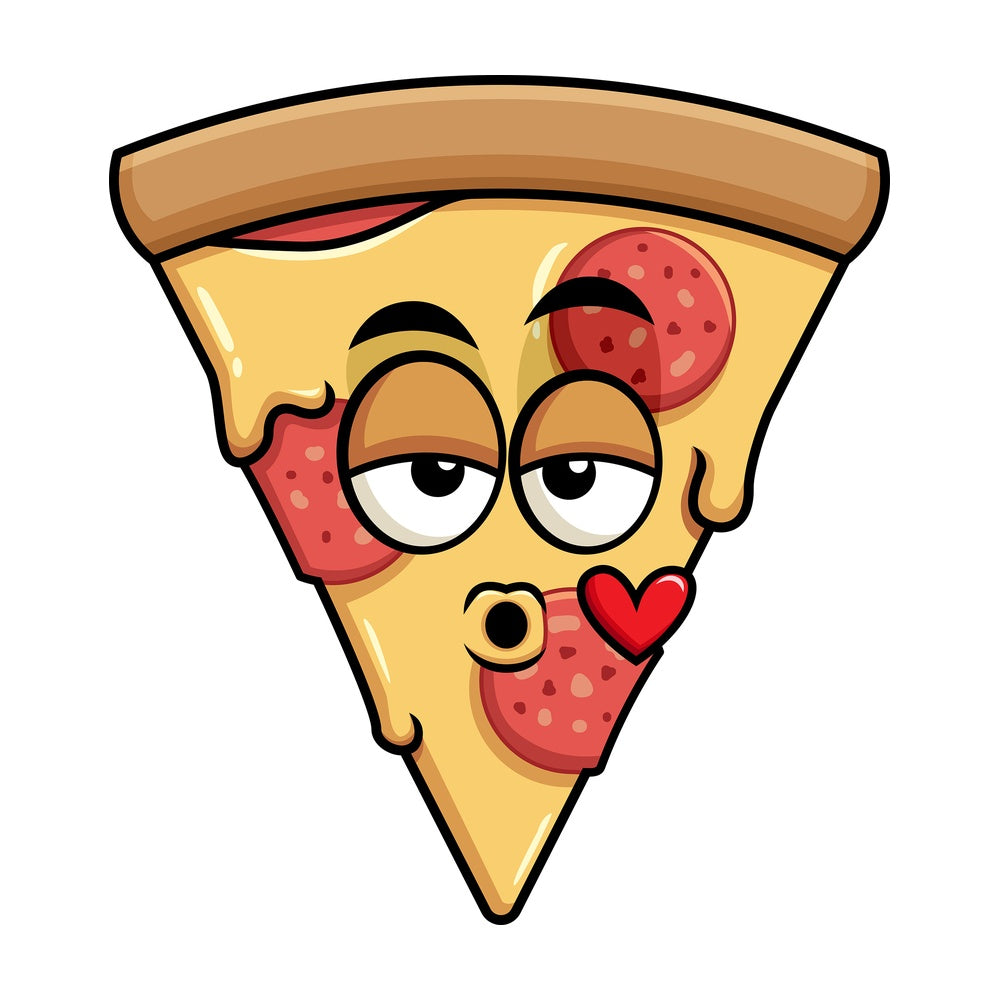 Pizza blowing a kiss emoticon. PNG - JPG and vector EPS file formats (infinitely scalable). Image isolated on transparent background.