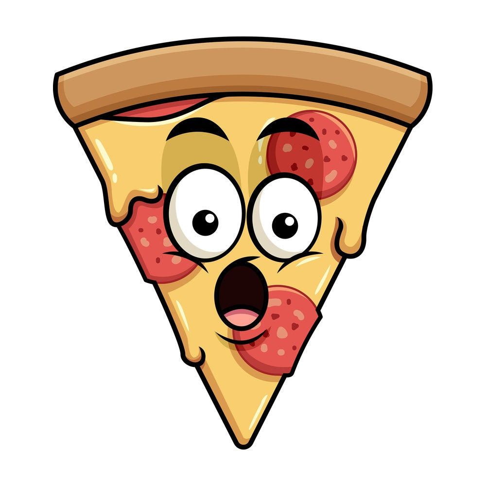 Surprised pizza emoticon. PNG - JPG and vector EPS file formats (infinitely scalable). Image isolated on transparent background.