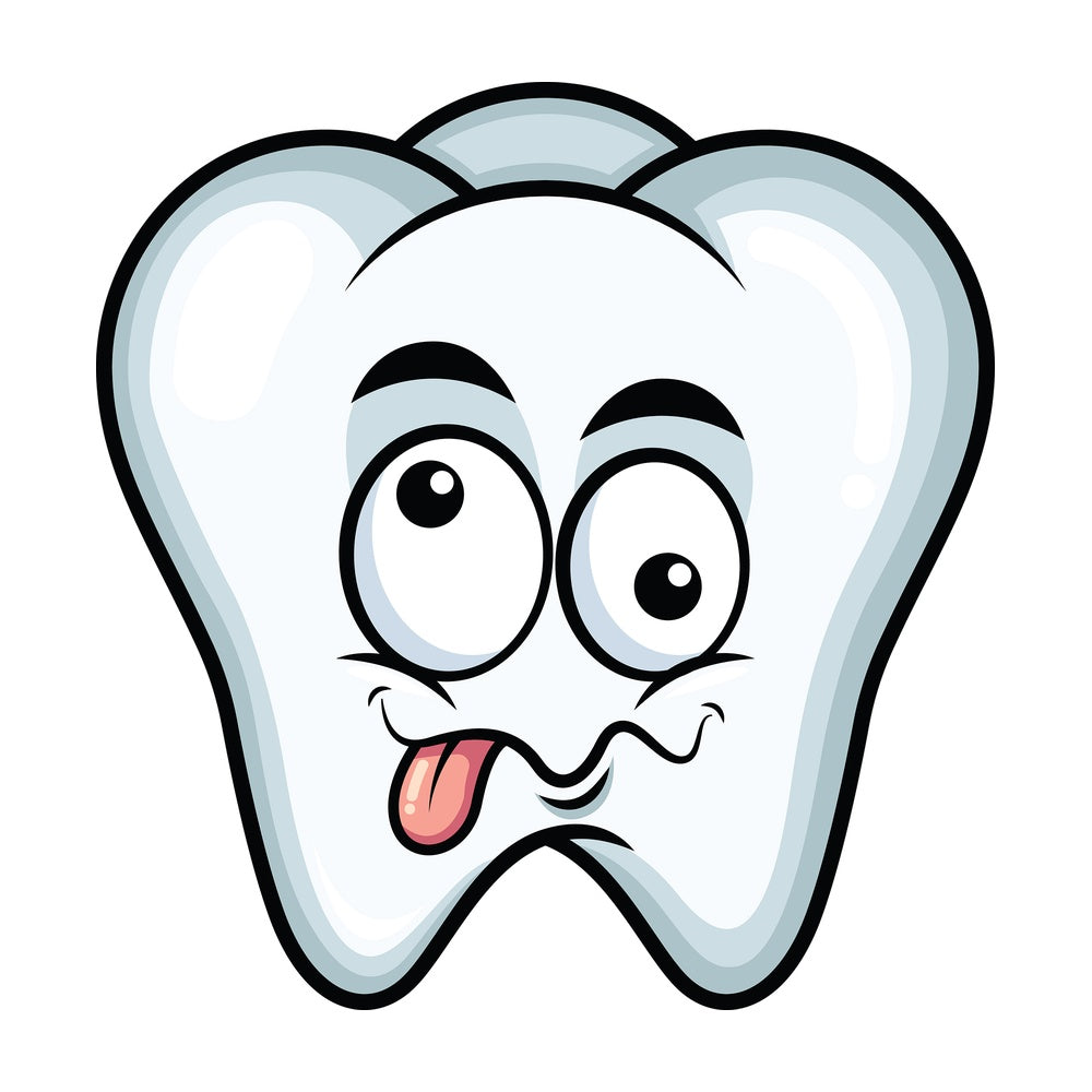 Goofy crazy eyes tooth emoticon. PNG - JPG and vector EPS file formats (infinitely scalable). Image isolated on transparent background.