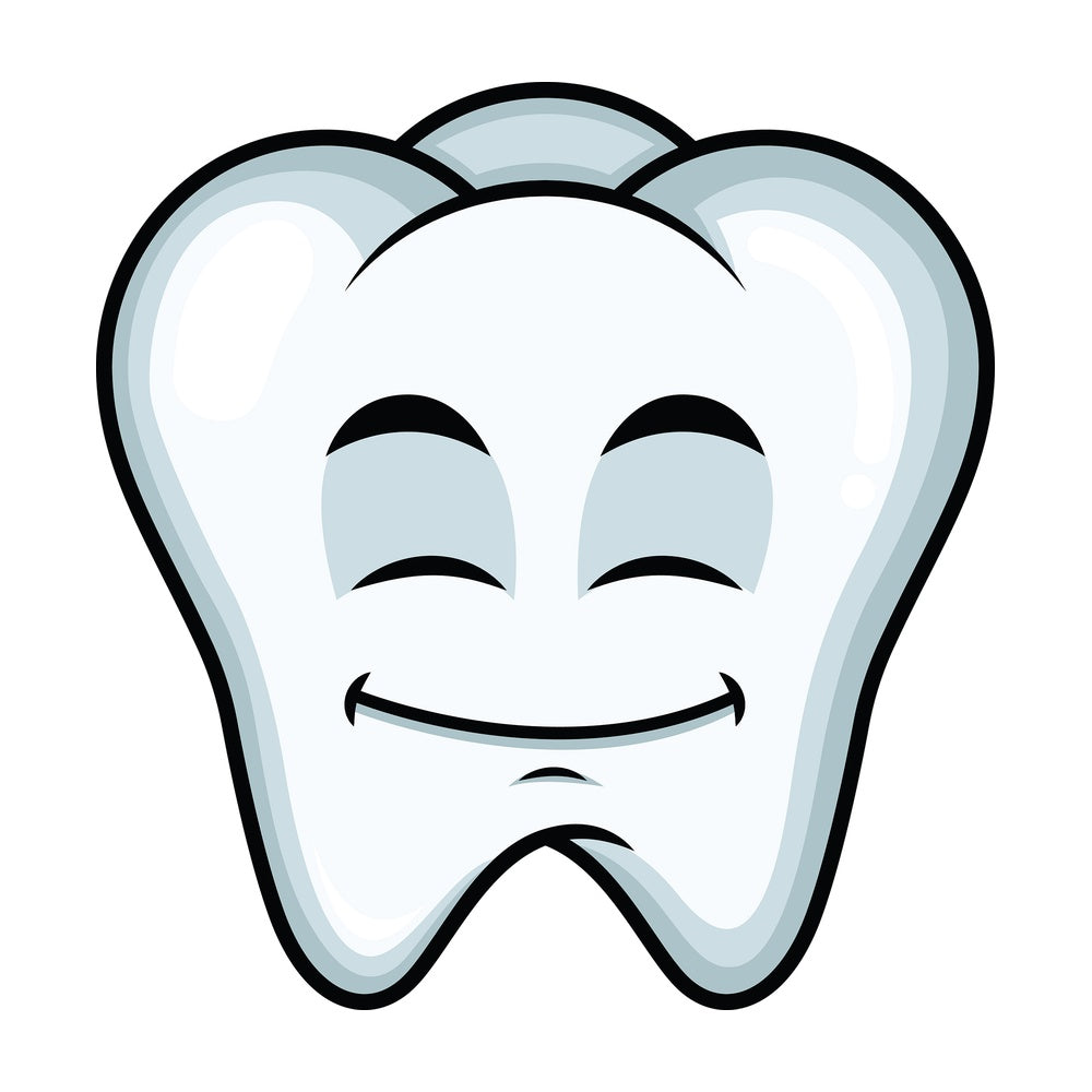 Happy looking tooth emoticon. PNG - JPG and vector EPS file formats (infinitely scalable). Image isolated on transparent background.