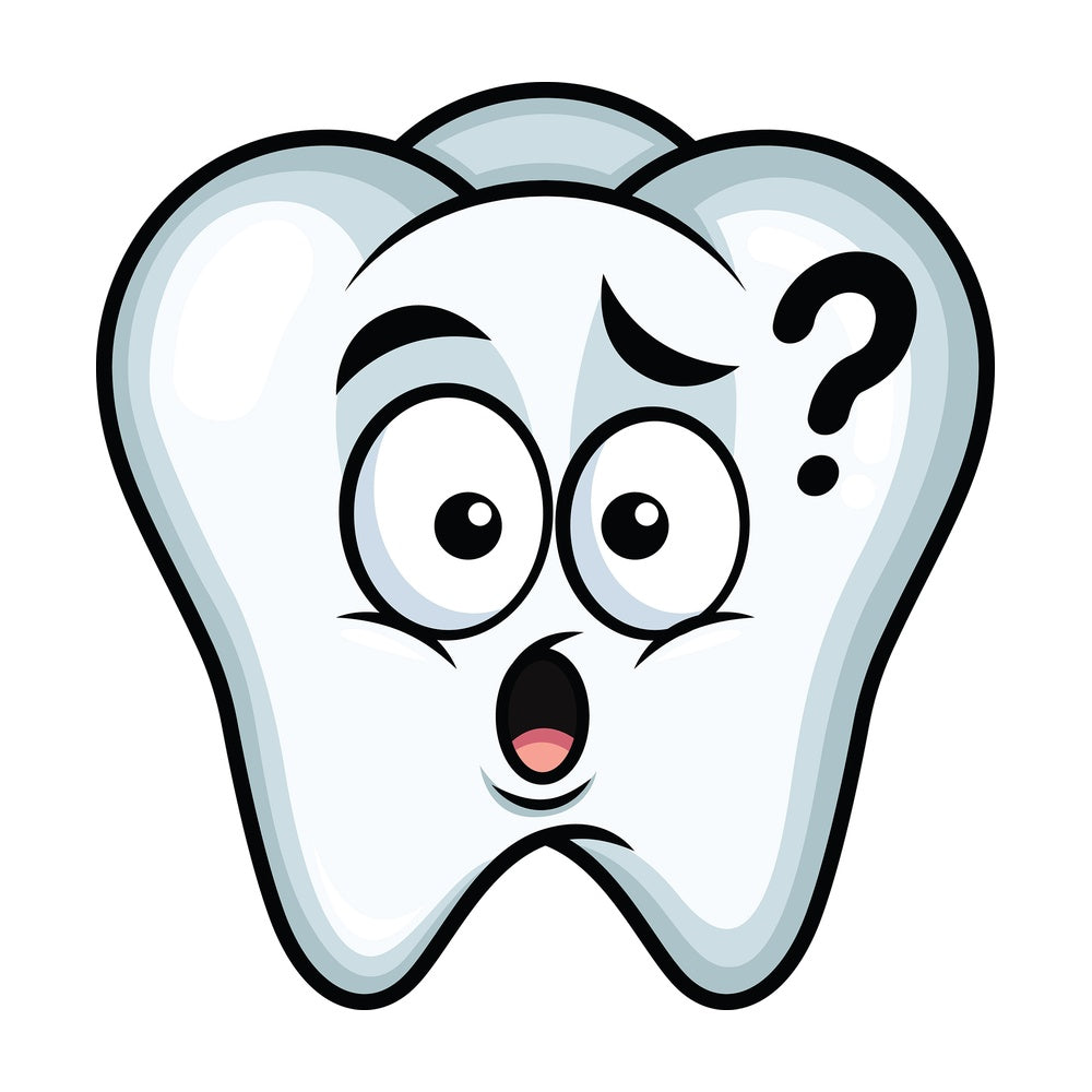Confused tooth emoticon. PNG - JPG and vector EPS file formats (infinitely scalable). Image isolated on transparent background.