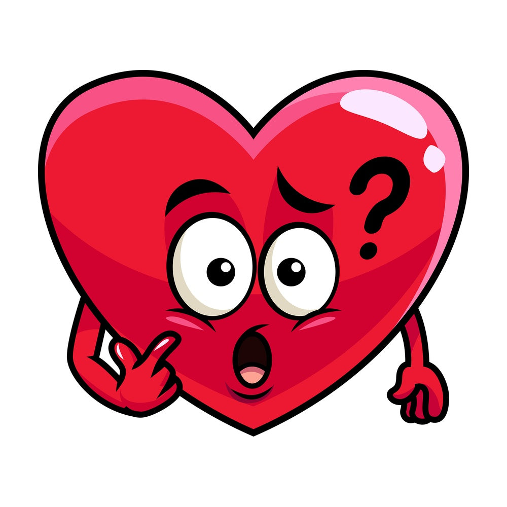 Confused heart emoticon. PNG - JPG and vector EPS file formats (infinitely scalable). Image isolated on transparent background.