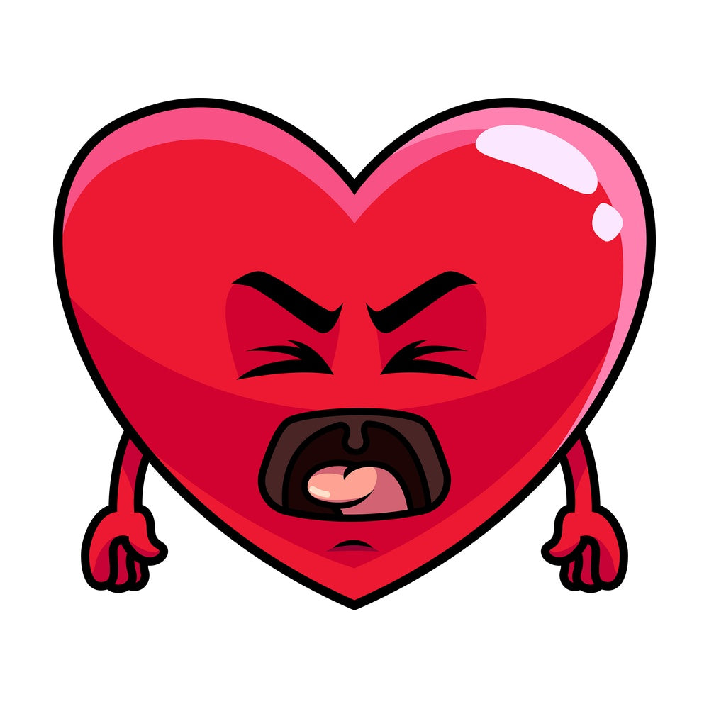 Yelling heart emoticon. PNG - JPG and vector EPS file formats (infinitely scalable). Image isolated on transparent background.