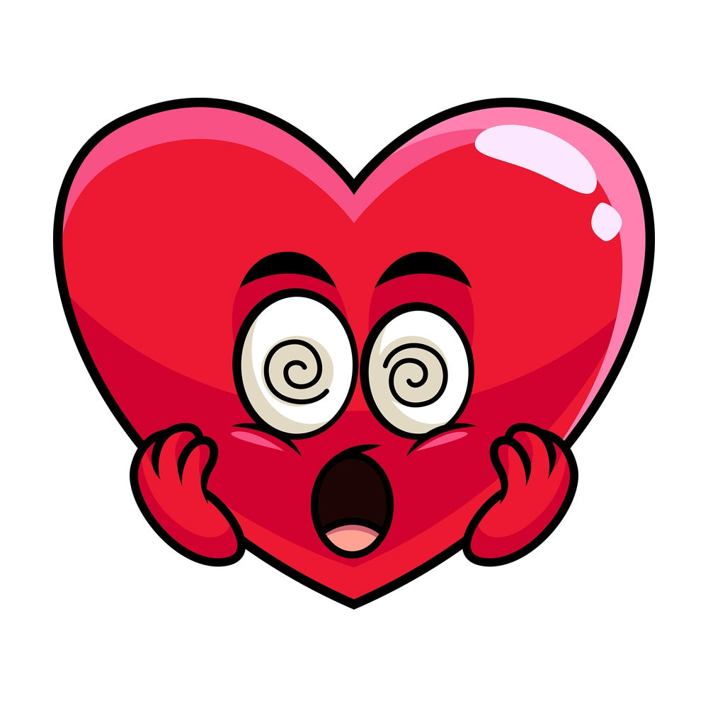 Stunned heart emoticon. PNG - JPG and vector EPS file formats (infinitely scalable). Image isolated on transparent background.