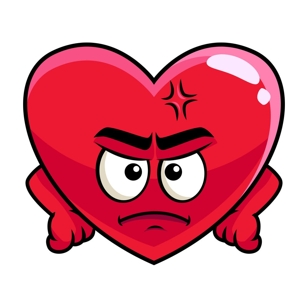 Annoyed heart emoticon. PNG - JPG and vector EPS file formats (infinitely scalable). Image isolated on transparent background.