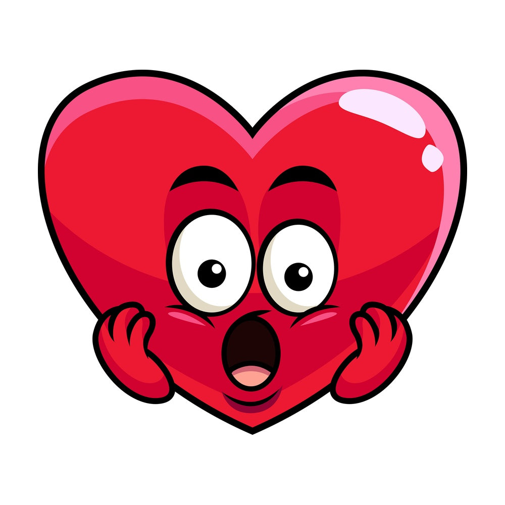 Surprised heart emoticon. PNG - JPG and vector EPS file formats (infinitely scalable). Image isolated on transparent background.