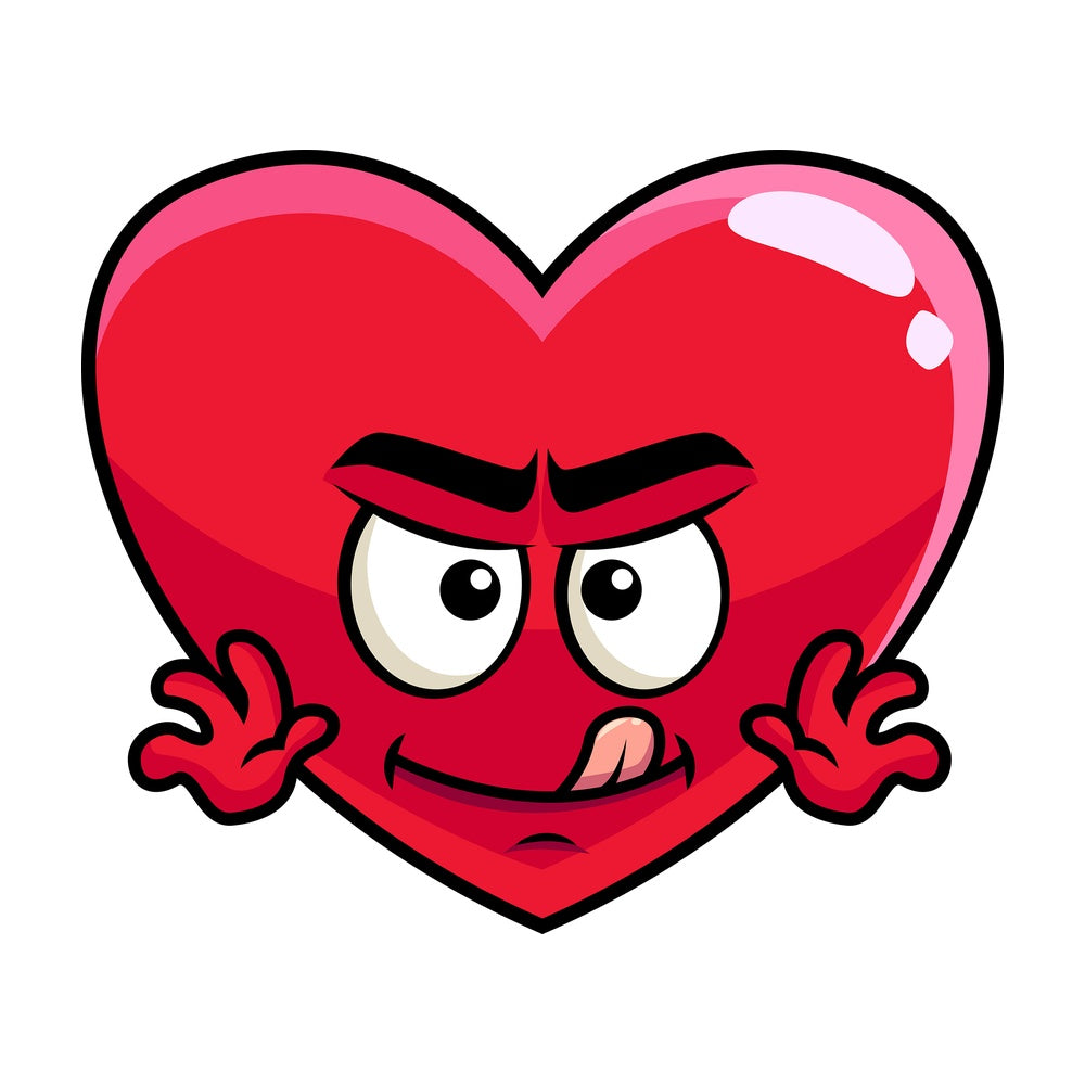 Evil look heart emoticon. PNG - JPG and vector EPS file formats (infinitely scalable). Image isolated on transparent background.