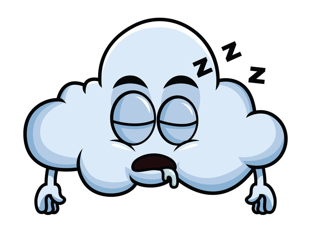 Sleeping cloud emoticon. PNG - JPG and vector EPS file formats (infinitely scalable). Image isolated on transparent background.
