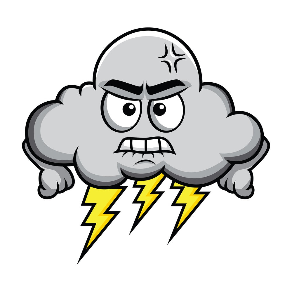 Storm and thunder angry cloud emoticon. PNG - JPG and vector EPS file formats (infinitely scalable). Image isolated on transparent background.