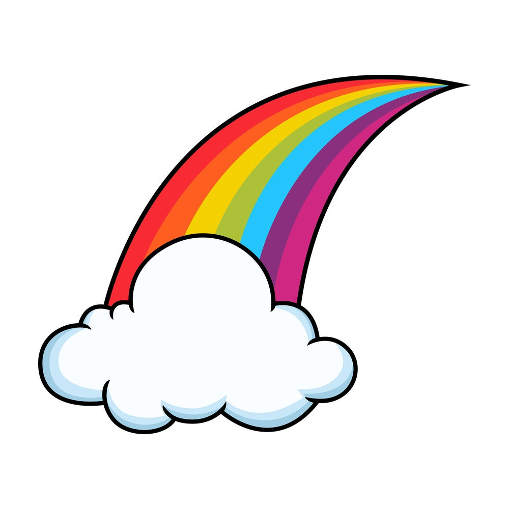 Rainbow with single cloud. PNG - JPG and vector EPS file formats (infinitely scalable). Image isolated on transparent background.