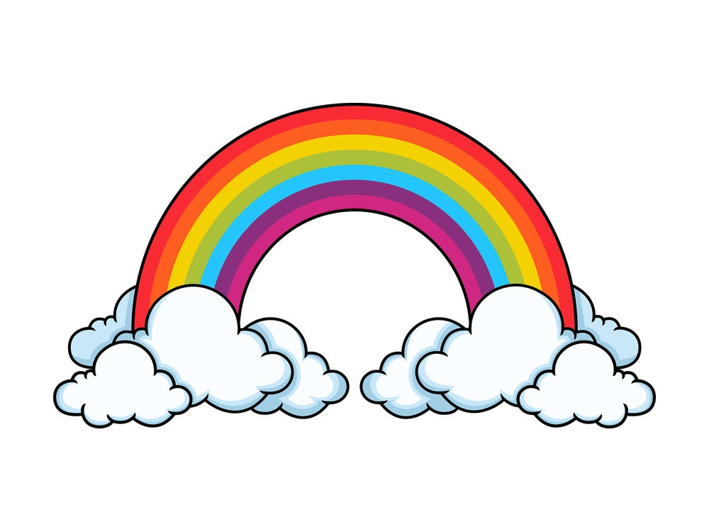 Tall rainbow in the clouds. PNG - JPG and vector EPS file formats (infinitely scalable). Image isolated on transparent background.