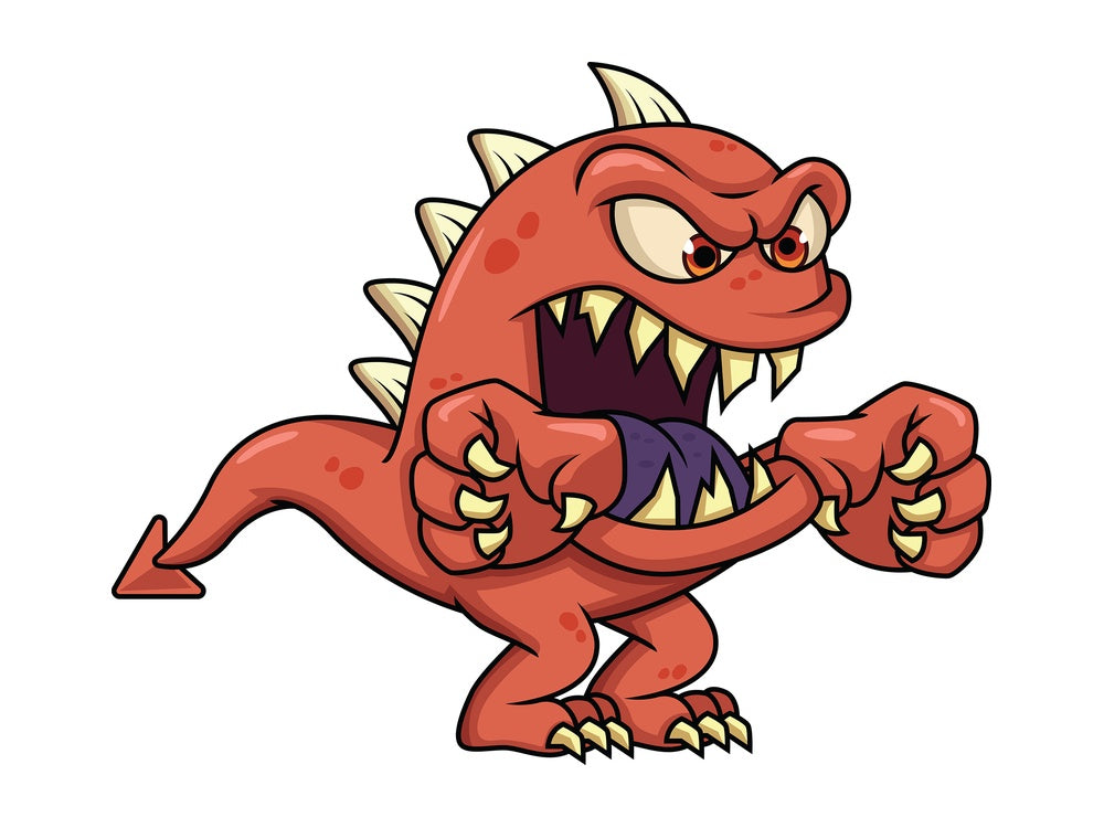 Scary monster with sharp teeth. PNG - JPG and vector EPS (infinitely scalable). Image isolated on transparent background.