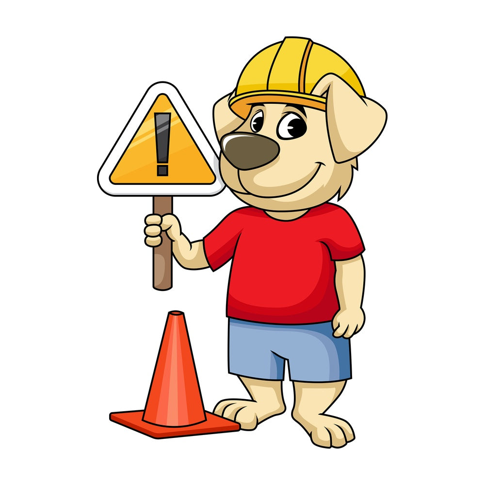 Dog engineer under construction. PNG - JPG and vector EPS (infinitely scalable). Image isolated on transparent background.