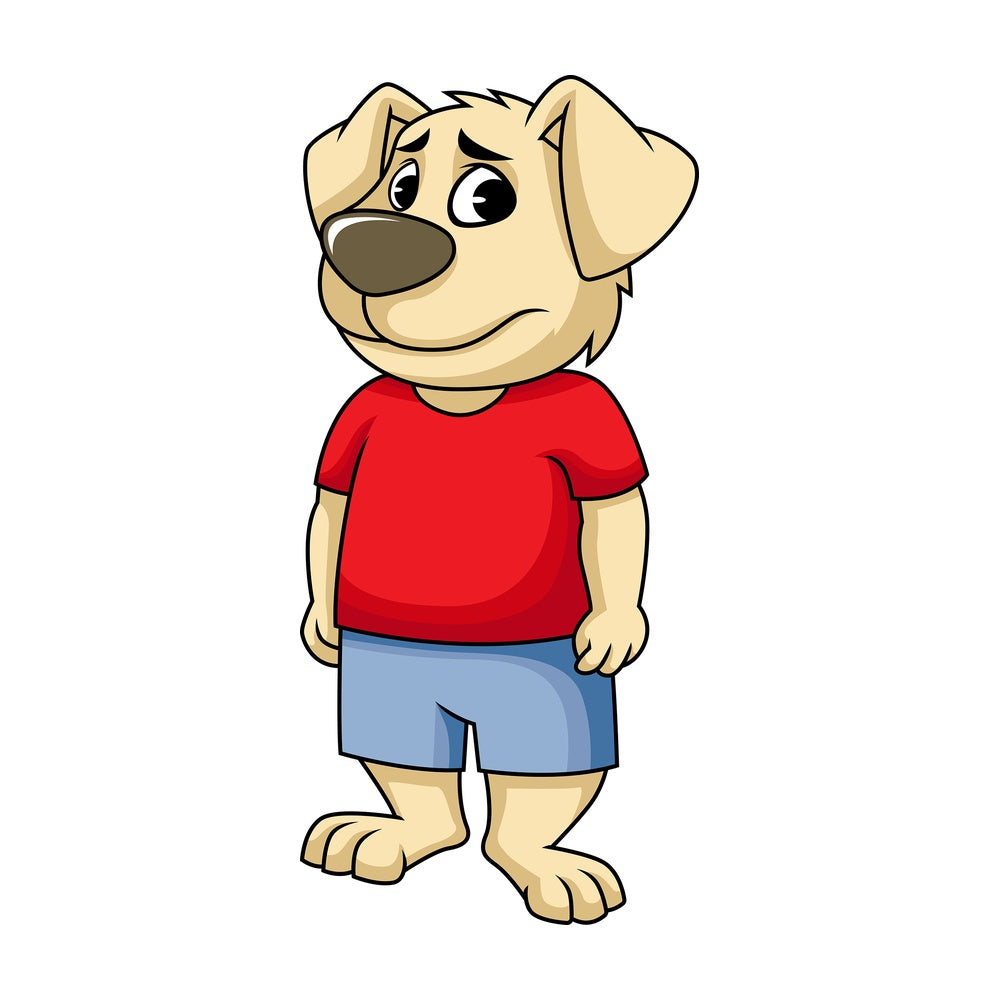 Sad dog cartoon character. PNG - JPG and vector EPS (infinitely scalable). Image isolated on transparent background.