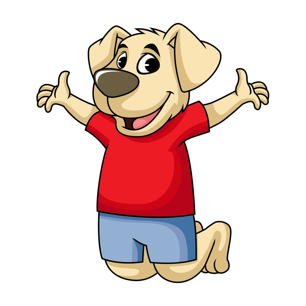 Happy dog cartoon character. PNG - JPG and vector EPS (infinitely scalable). Image isolated on transparent background.