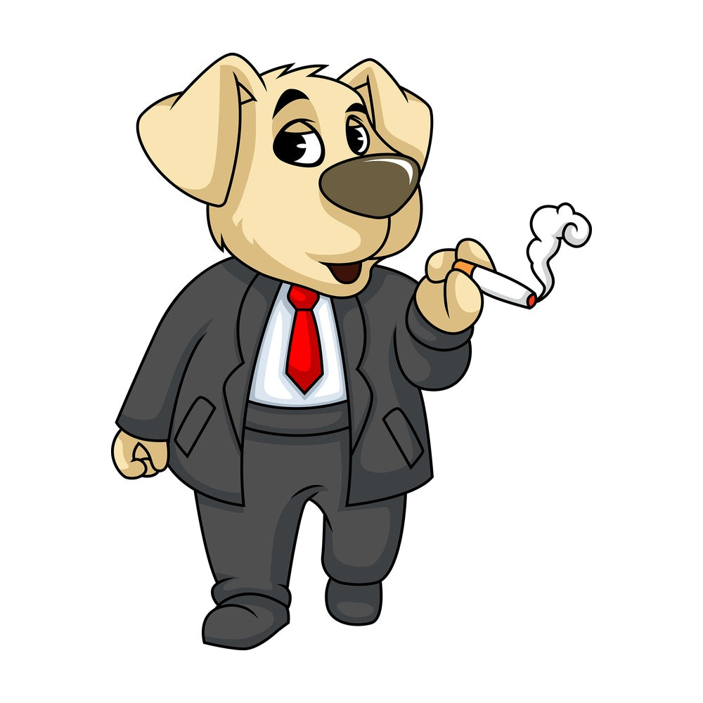 Dog character smoking. PNG - JPG and vector EPS (infinitely scalable). Image isolated on transparent background.