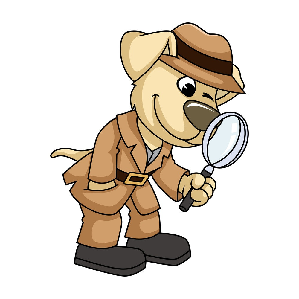 Dog character detective. PNG - JPG and vector EPS (infinitely scalable). Image isolated on transparent background.
