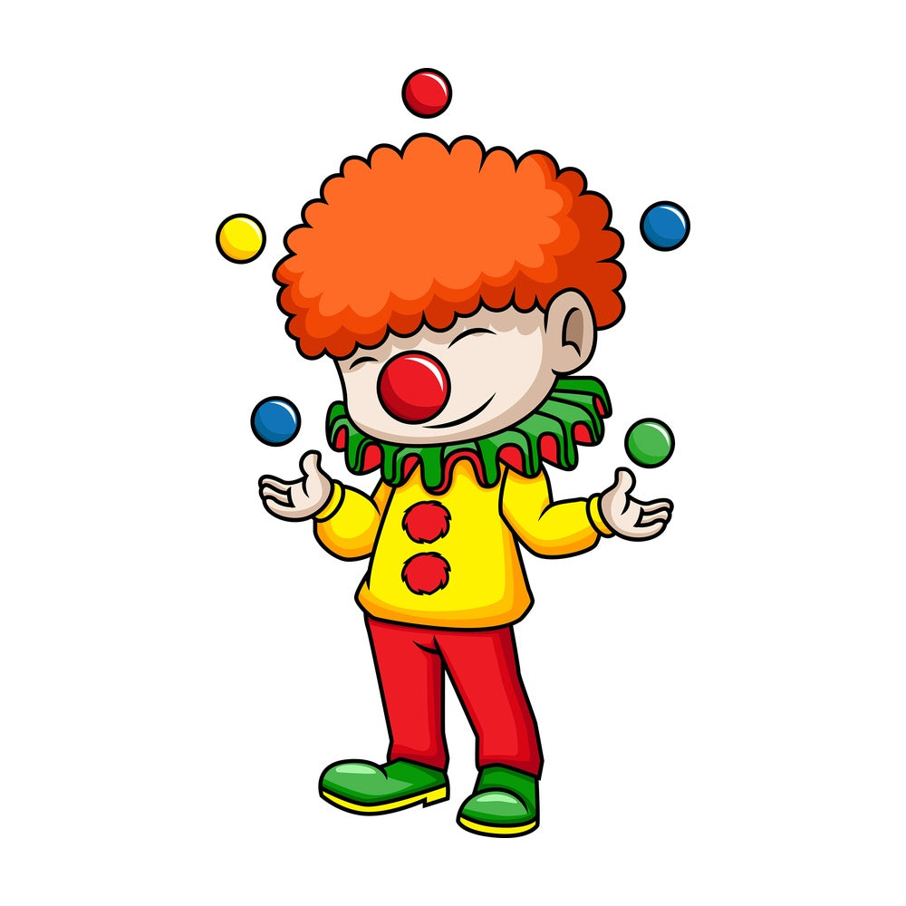Circus clown juggling balls. PNG - JPG and vector EPS (infinitely scalable). Image isolated on transparent background.