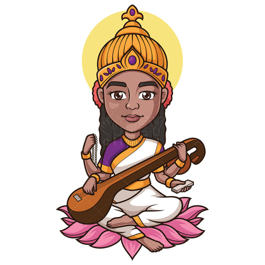 Cartoon Goddess Devi Royalty-Free Stock Vector Clip Art Image