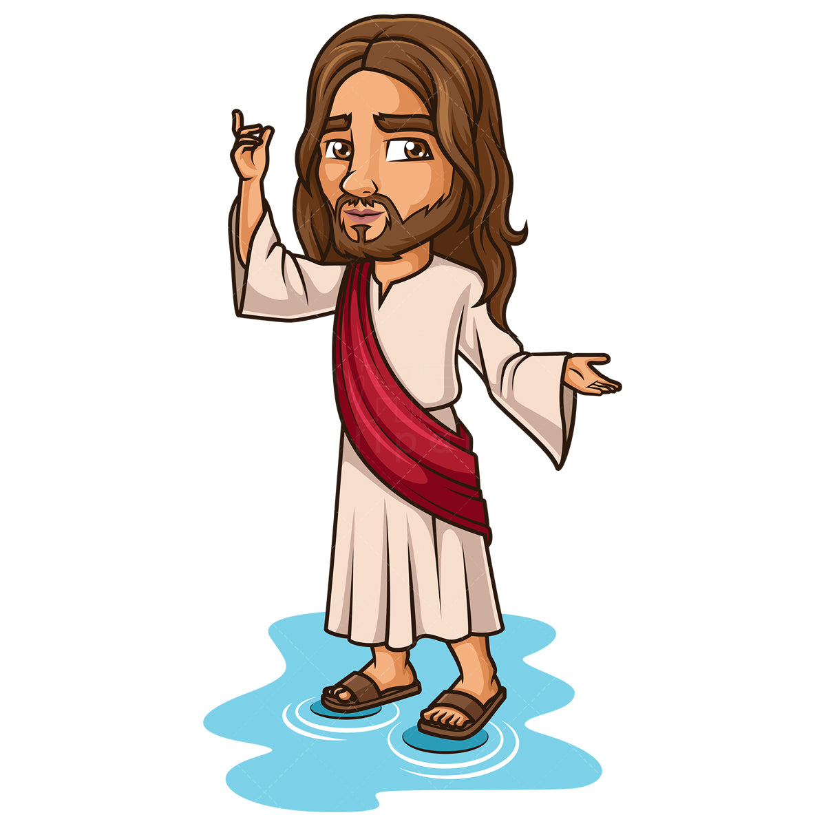 Jesus hovering over water