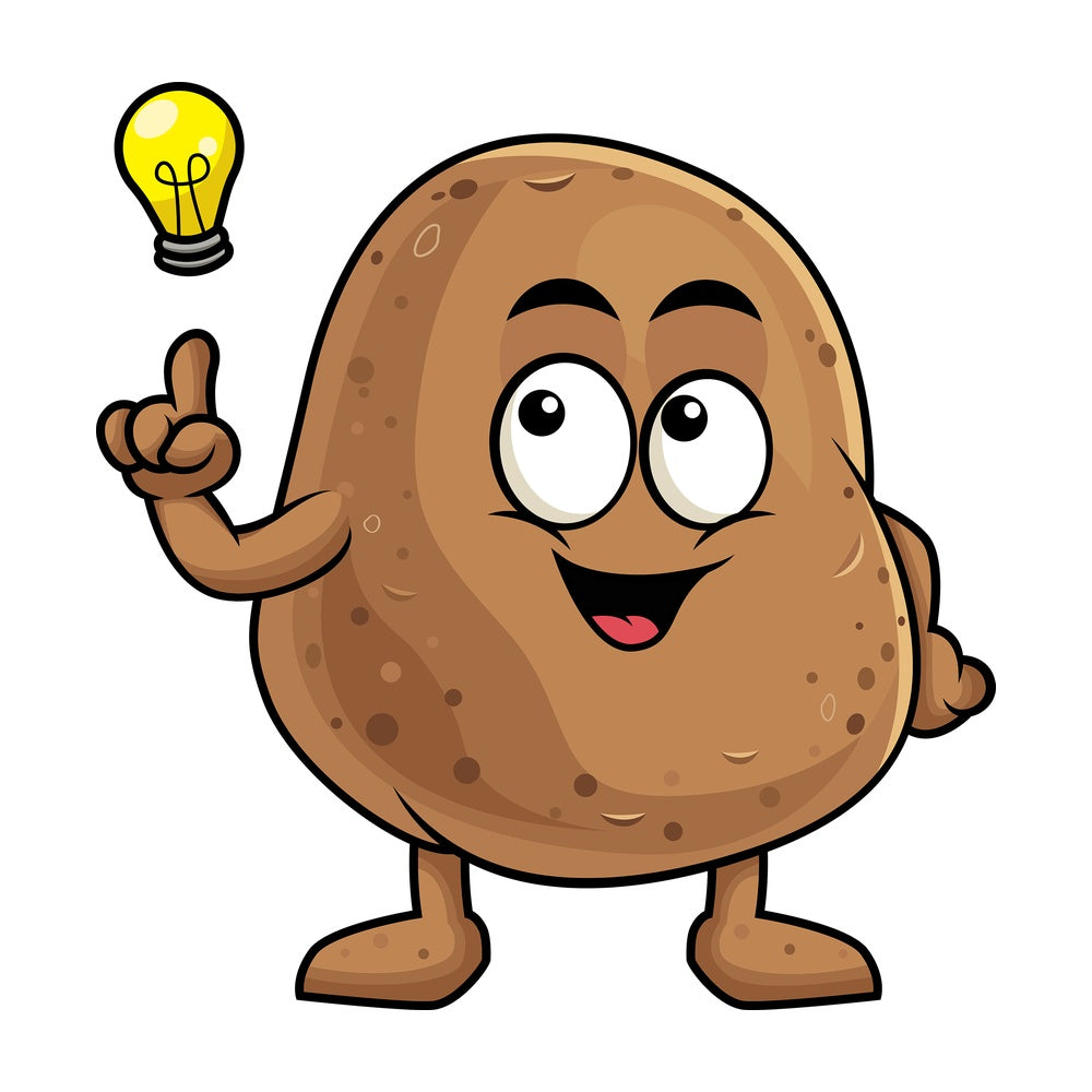 Potato cartoon character having an idea. PNG - JPG and vector EPS (infinitely scalable). Image isolated on transparent background.