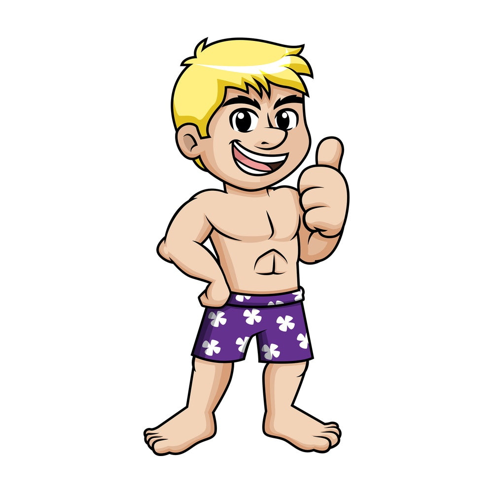 Smiling guy in swimwear. PNG - JPG and vector EPS (infinitely scalable).