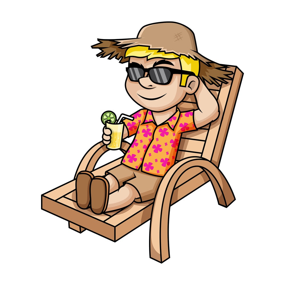 Man relaxing on beach chair during summer vacation. PNG - JPG and vector EPS (infinitely scalable).