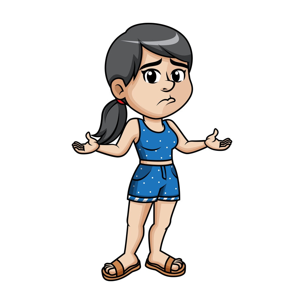 Gloomy girl in summer clothes. PNG - JPG and vector EPS (infinitely scalable).