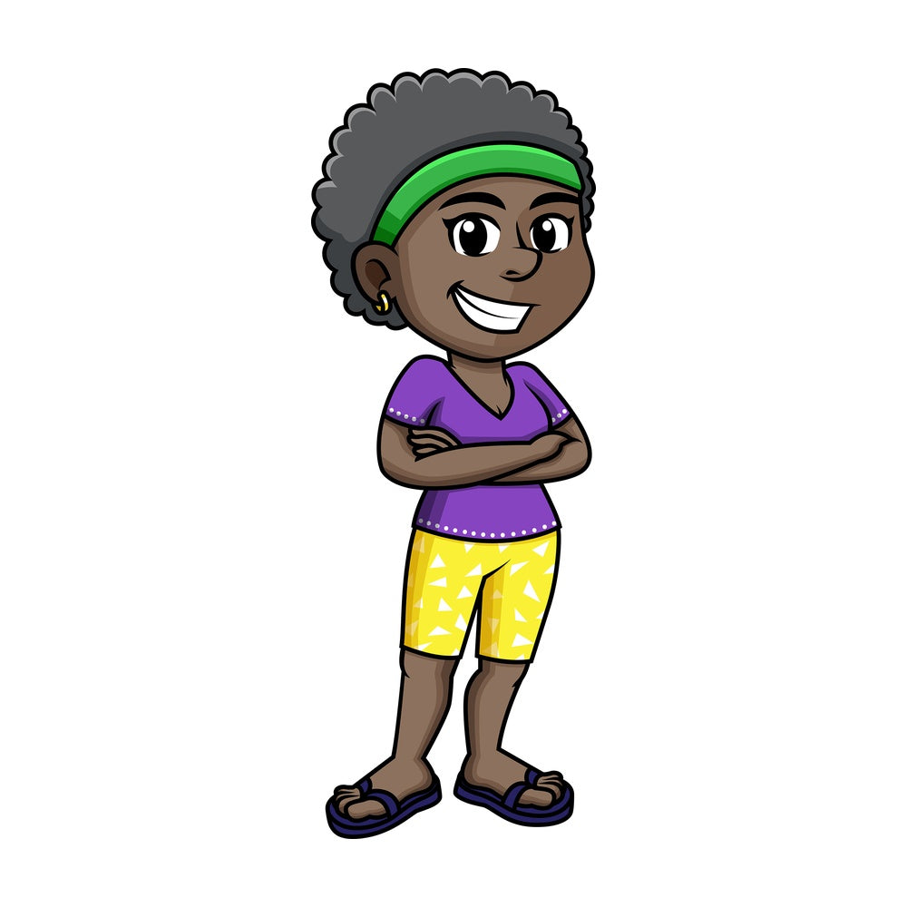 African-American girl dressed for summer. PNG - JPG and vector EPS (infinitely scalable).
