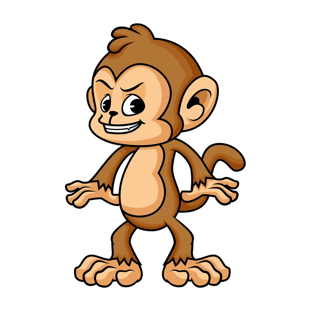 Cunning monkey cartoon character with evil look. PNG - JPG and vector EPS (infinitely scalable).