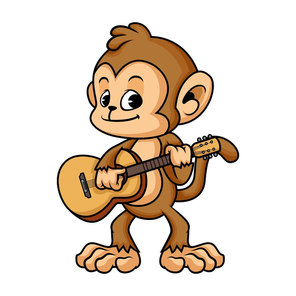 Monkey cartoon guitar player. PNG - JPG and vector EPS (infinitely scalable)