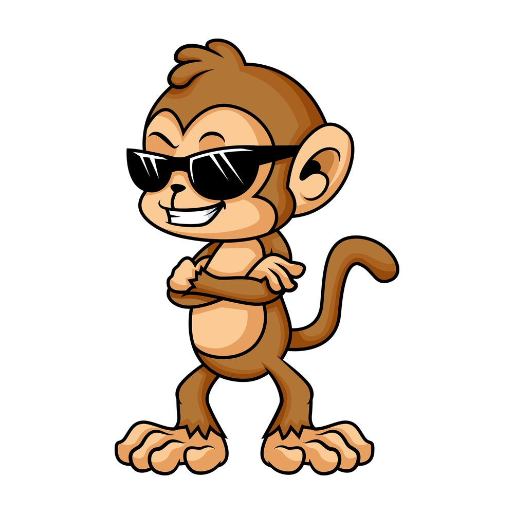 Monkey cartoon with sunglasses. PNG - JPG and vector EPS (infinitely scalable)