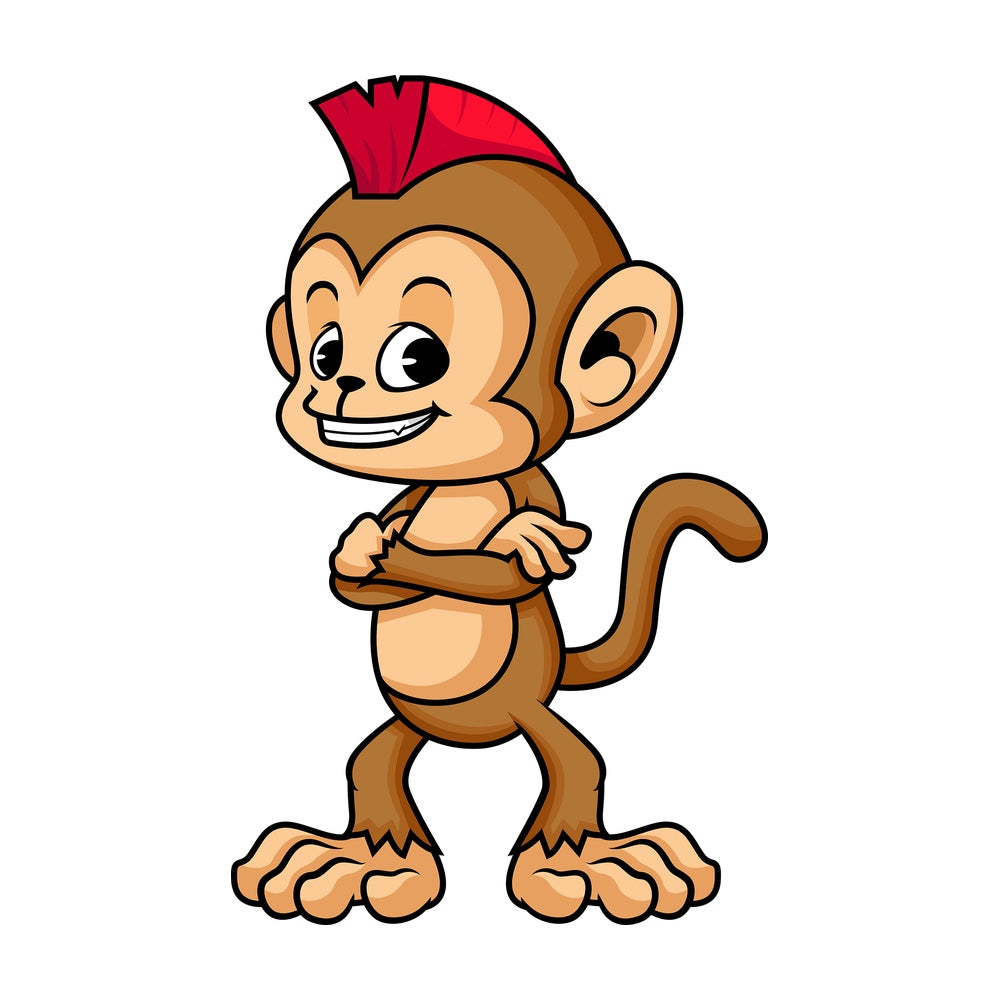 Monkey cartoon with mohawk. PNG - JPG and vector EPS (infinitely scalable)