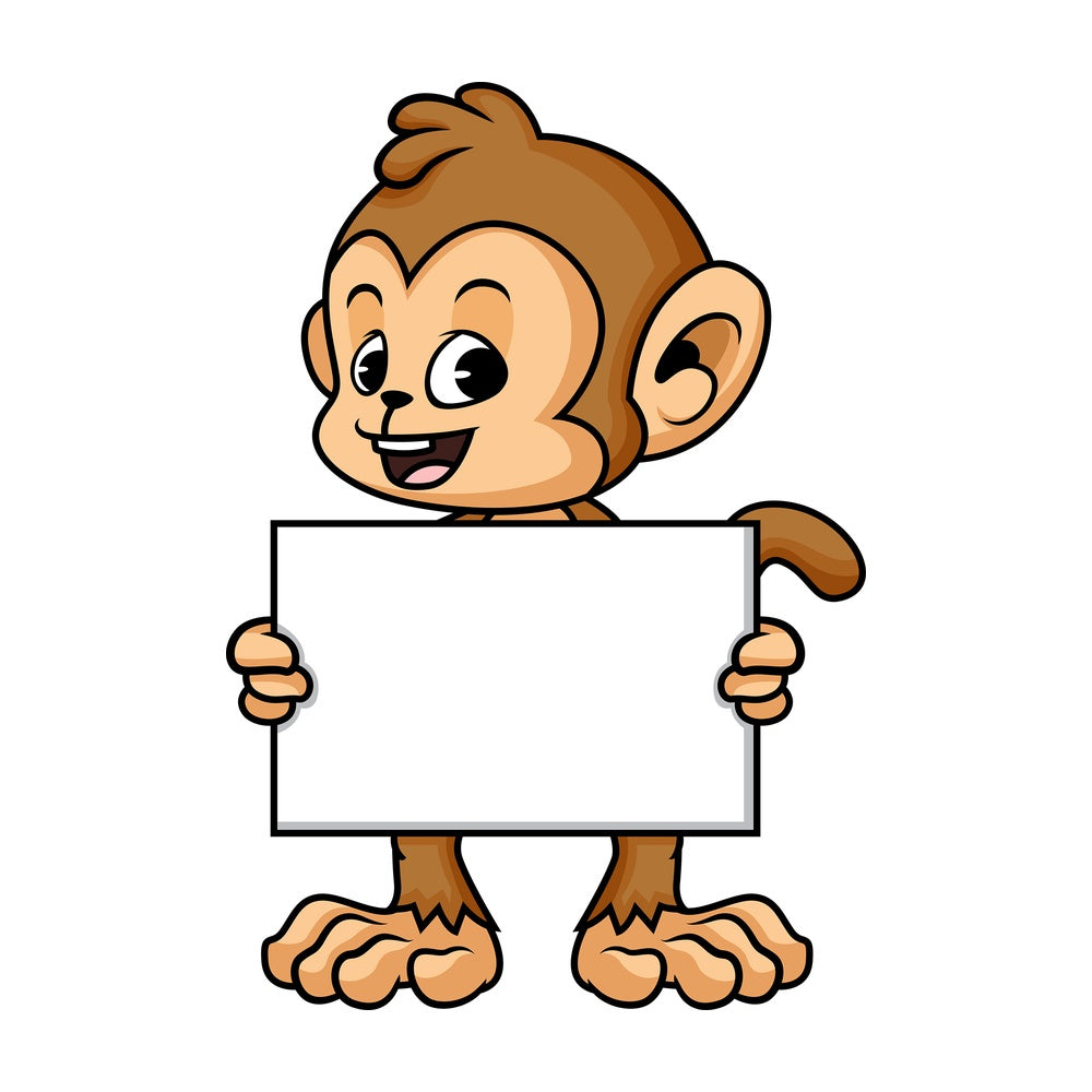 Monkey cartoon with blank billboard sign. PNG - JPG and vector EPS (infinitely scalable).