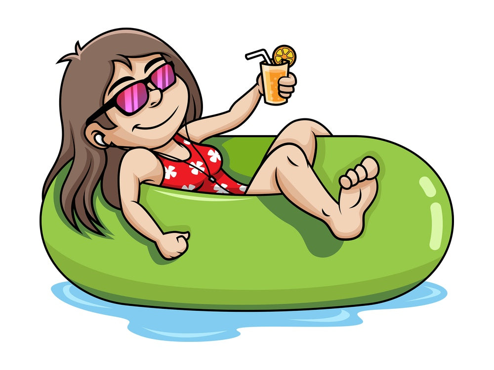 Girl relaxes in swimming pool. PNG - JPG and vector EPS file formats.