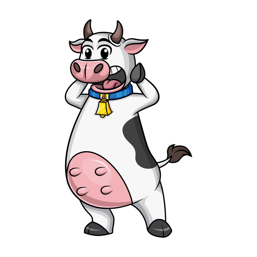 Cow mascot in shock. PNG - JPG and vector EPS file formats.