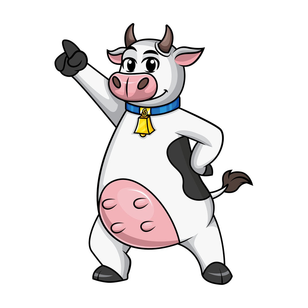 Cow mascot disco dancer. PNG